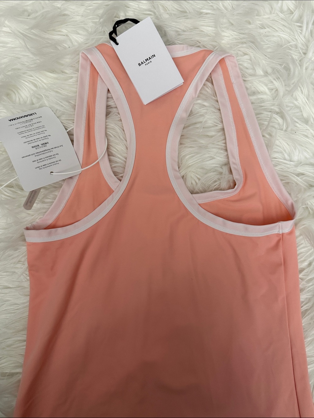 Balmain Pink Logo Racerback Tank Top - Picture 3 of 3